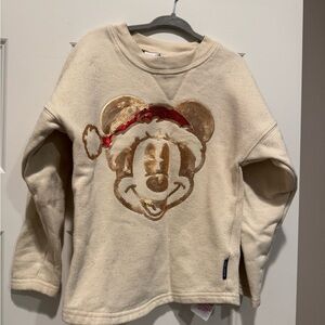 Disney Christmas Spirit Jersey Sweatshirt with Gold and Red Santa Mickey Design